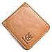 BULLCAPTAIN Men's Genuine Leather RFID Trifold Wallet with 2 ID Window Credit Card Holders Wallets (yellow brown)