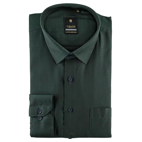 Image of 7-DAYS Premium Men's Formal Shirts - Cotton Rich, Textured Self-Design, Full Sleeve, Regular Fit, Wrinkle Resistant, with Pocket - Perfect for Office