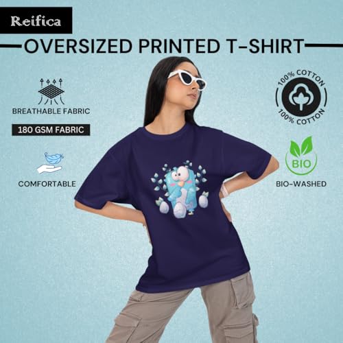 Image of Reifica 100% Pure Cotton Oversized Loose Fit Tshirts for Women