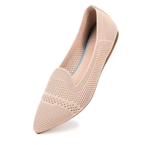 Image of Frank Mully Women's Casual Loafer Flats Slip On Loafer Shoes Comfortable Knit Flat Shoes Classics Pointy Toe Loafer Flats,for Work,Travel