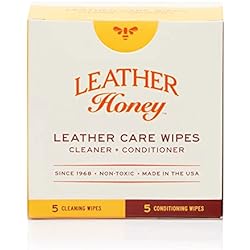 Leather Honey Leather Wipe Kit: Clean & Restore On-The-Go. For Any Color of Leather Couches, Car Seats, Purses, Shoes & Bags. Nontoxic, Ready-to-Use & Made in the USA. 5 Cleaner & 5 Conditioner Wipes