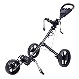 Golf Push Cart, 3 Wheel Foldable Golf Walking Push Cart with Foot Brake, Cup Holder, Scoreboard Roller Bag Holder for Different Terrain, Most Teenagers and Adults, Enthusiasts & Professionals