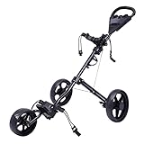 vinnyooc Faltbar Golftrolley 3 Räder Golfwagen Golfcaddy Schiebewagen Zieh-Golfcarts Golfmobile Mit...