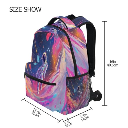 Astronaut Colorful Backpack for School Boys Girls Adults Kids Bookbag Laptop Bag 15L4