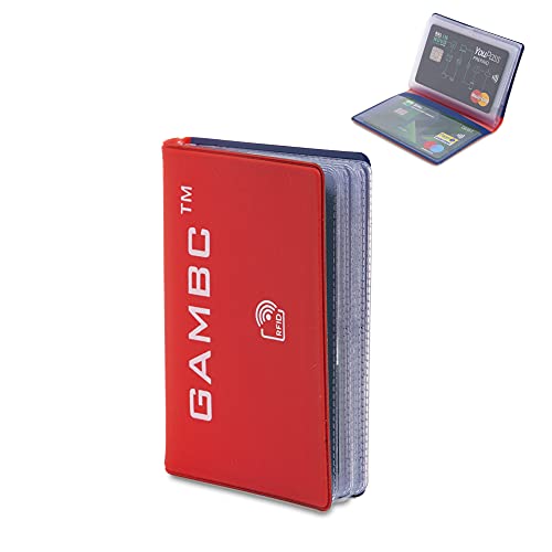 GAMBC Porta carte di credito Uomo Rfid 8 Carte Rosso