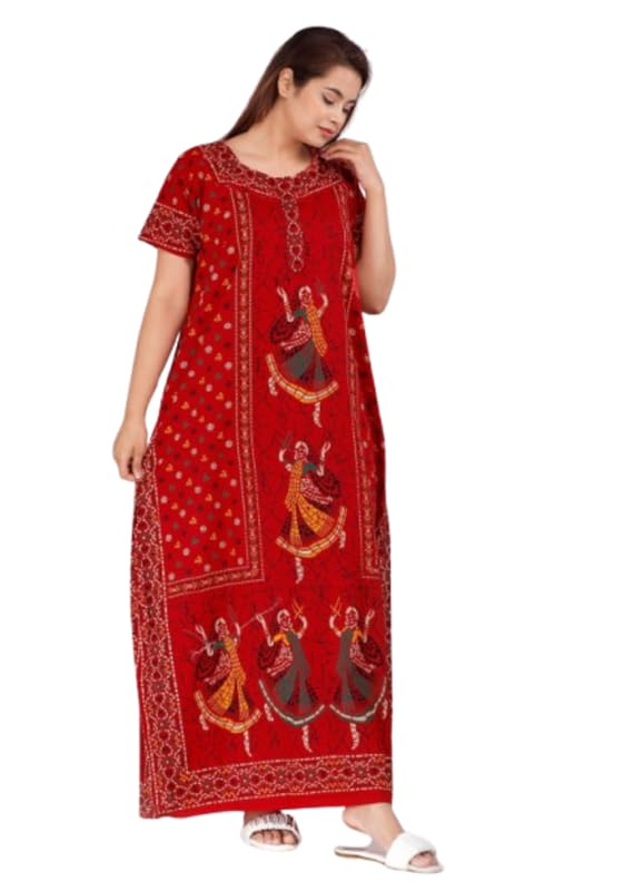 JK Creations Women's Cotton Printed Maxy/Nightwear/Nighty for Women & Girls | Women's Nightdress|Night Gown-picture-30