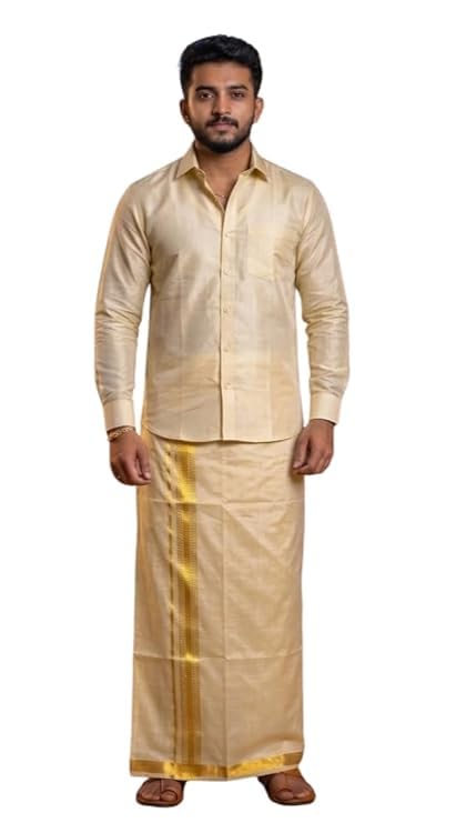 Men’s Tissue Shirt & Dhoti Set | Ideal for Festivals & Weddings-image-35