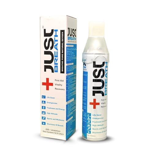 Image of Just Breath Liquid Oxygen Drops /Portable Oxygen Can /Respiratory Support for Health, Recovery, Sports, Outdoor Performance & Altitude /Fresh Pure Natural Canned Oxygen (12 Litre, 250+ Spray, Pack of 12)