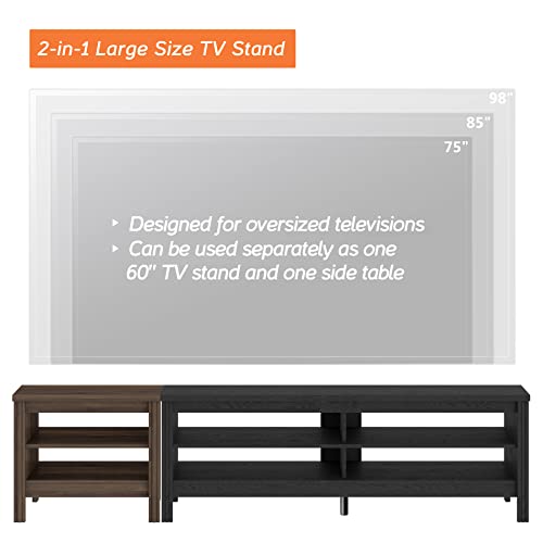 Wampat Large Tv Stand For 85 Inch Tv, Classic Entertainment Center For 60-75 Inch Tv With 6 Cubby, Wood Television Stands Tv Console Table & End Table Set For Living Room, Black & Espresso, 80 Inch #TOP5
