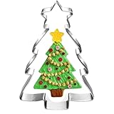 Auktosmn Christmas Tree Cookie Cutter with Star-4.7 Inch-Diswasher Safe-Holiday Cookie Cutters Fondant Biscui Cutters