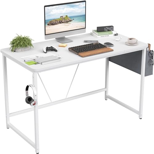 Sunon Mesa de Ordenador con Bolsa de Almacenamiento, Adecuada para pequeñas Tablas de Aprendizaje, Escritorio, 120 x 60 cm, Color Blanco