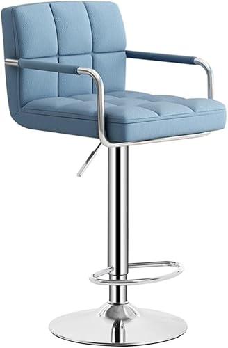 Miniatura 10 de Taburetes de bar giratorios de cuero para taburete de cocina, taburetes de bar de altura ajustable con respaldo silla de comedor con reposabrazos