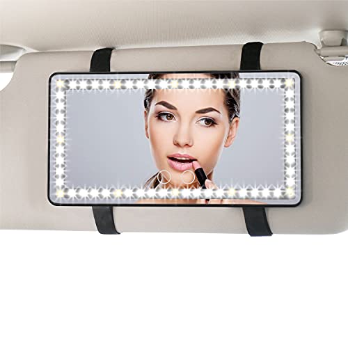 Car Sun Visor Mirror with 1700mha Rechargable Battery,Car Makeup Mirror with Lights 60 LED,Car Vanity Mirror,Car Touch Screen LED Vanity Mirror,Travel Mirror,Touch Screen Make Up Mirror