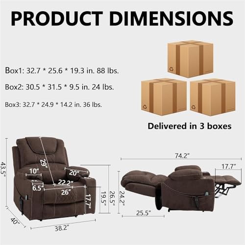 Sillón reclinable grande con masaje y calefacción miniatura 2