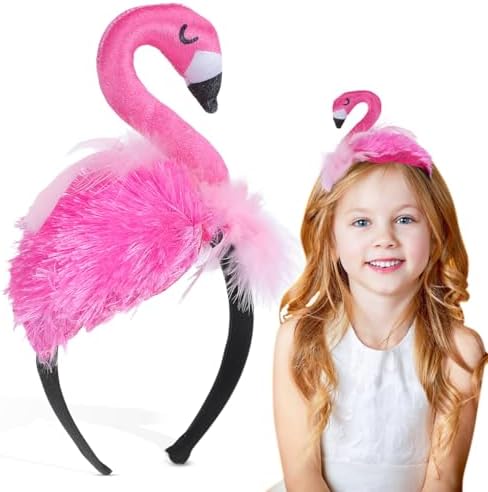 Flamingo Headband for Kids, Tropical Costume Hair Hoop Headpieces image 2
