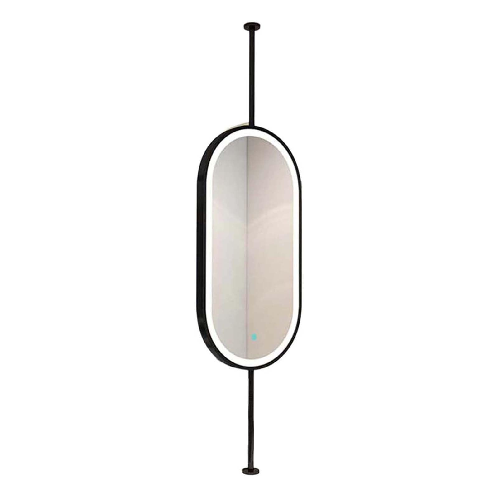 MESOVFCA Oval Ceiling-Mounted Mirror, 3 Adjustable Colors, Bathroom Suspended Makeup and Shaving Mirror, Suitable for Entryways, Cloakrooms, and Home Decor(Black,40x80cm)