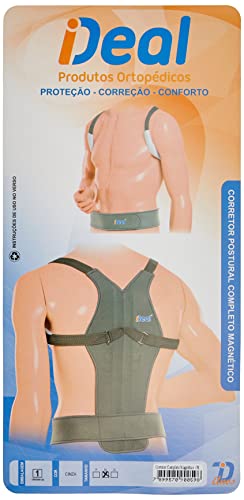 Ideal Produtos Ortopédicos, Corretor Postural Completo Magnético, Cinza, Tamanho M