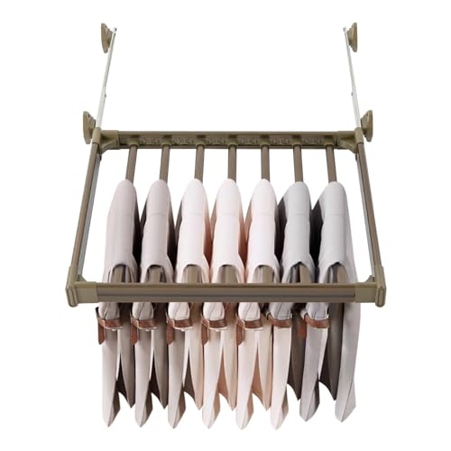 Pull-Out Trousers Rack,23.62-33.46 inches Width Adjustable Closet Pants Rack,Retractable Wardrobe Clothes Drying Rack for Wardrobes, Laundry Rooms, Storage Areas, Balconies (Champagne)