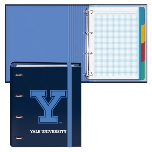 Dohe - Ordner mit 4 Ringen mit Nachfüllung, 100 Blatt, A4, Gummiverschluss, 4 farbige Trennblätter, Dokumententasche, Papier 90 g/m², Kompressor, Schulmaterial - Yale University Navy