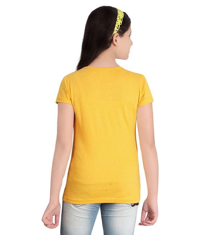 Image of Plain Casual Black Cotton Round Neck Half Sleeve Girls T-Shirt