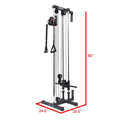 Valor Fitness BD-62 Wall Mount Cable Station with Adjustable Dual Pulley System and Strap Handles for Functional Home Gym