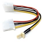 1pcs 15cm 4 Pin Molex Male to 4 Pin Molex Female With 3 Pin Fan Extension Power Adapter Cable Lead (Black) - Image 3
