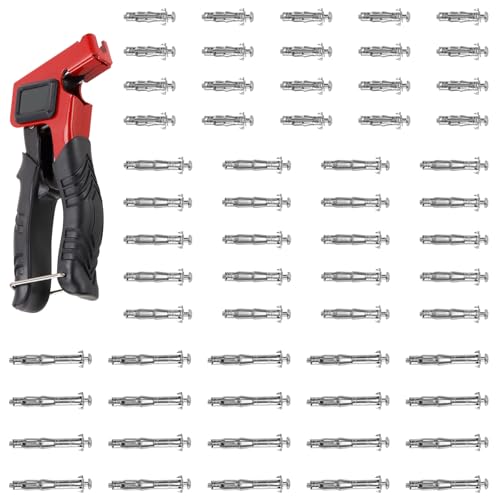CHUIFAI Kit de 61 chevilles placo métalliques avec pince - Chevilles Molly M5 pour fixation murale creuse - 3 tailles (37/52/65 mm) - Support jusqu'à 30kg