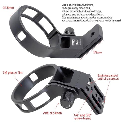 iShoot Lens Collar Tripod Mount Ring Compatible with Canon RF 70-200 f/4L is USM, Lens Support Holder Bracket Bottom is Arca-Swiss Fit Camera Quick Release Plate for Arca Tripod Clamp - Thumbnail 4