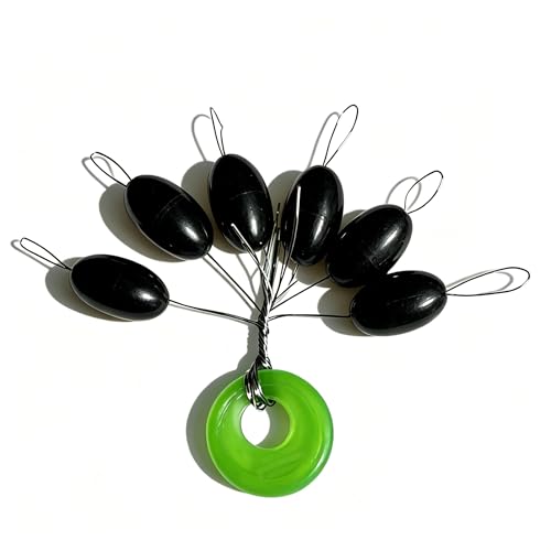 Super Big Fishing Stops Soft Silicone Luminous Glow Fishing Bobber Stopper,6 in 1 Beads Float Sinker Stops (Black, L-300PCS)