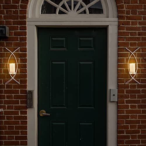 Candle Sconces Set Of Two Metal Wall Sconce Candle Holder Wall Mounted Wall Sconces Decorative Iron Candle Holder For Living Room Bedroom Dining Room Wall Decorations (White) #TOP6