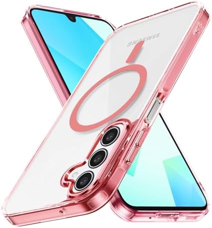 Lunivop for Samsung Galaxy A16 5G Case Hard [Compatible with Magsafe ] Yellowing Resistant Magnetic Cover Clear para A 16 6.7 inch 2024 Rugged Best Phone Cases Pink