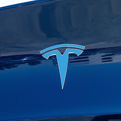 Image of IPG Compatible with Model Y Decal Sticker (8 Logo Set) Overlay Stickers Do it Yourself Stickers Set Personalize Your Tesla (Light Blue)