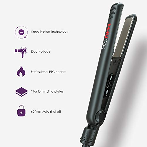 Mhu Professional Titanium Hair Straightener 1 Inch Hair Flat Iron Negative Ionic Technology Straightening Iron Plus 2 X Salon Clips #TOP2