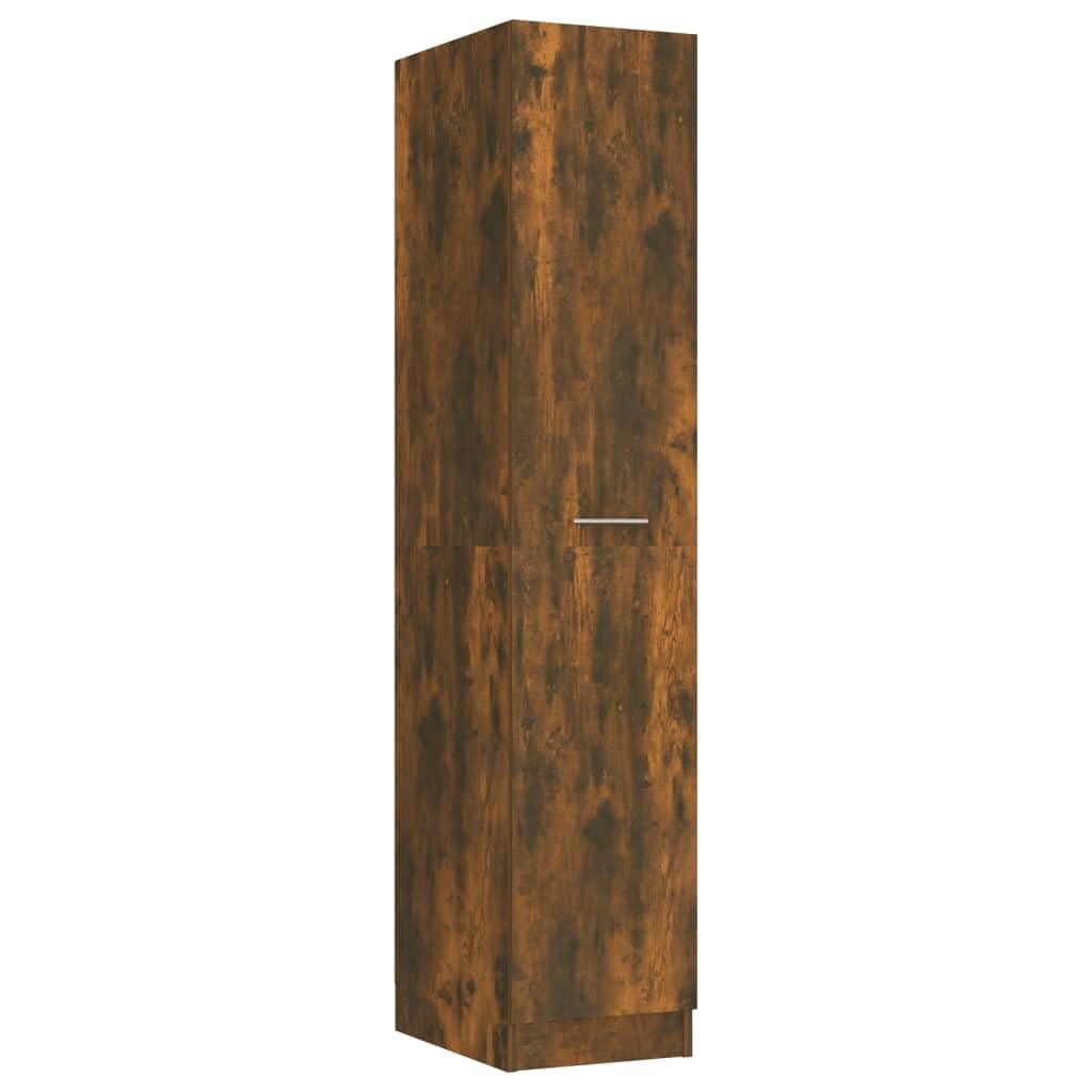 Armario farmacéutico de madera de roble ahumado, 30 x 42,5 x 150 cm, con diseño extraíble, cajón, compartimento para oficina, salón, pasillo, sótano, taller, bandeja organizadora