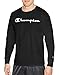 Champion Men's Classic Jersey Long Sleeve Script T-Shirt, Black, Med