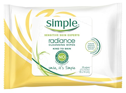 Simple Sensitive Skin Experts Radiance Cleansing Wipes 25 ea (Pack of 6)