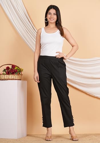 Image of Yash Gallery Women's Regular Fit Mid Rise Solid Lycra Trouser Regular Pants