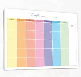 Monthly Planner Pad with 50 Tear Off Pages Notes Section, Undated Calendar Personal Desktop Organiser, for Work, School, Meal, and Fitness Planning, Colourful FBA, A4 (8.3 x 11.7in)