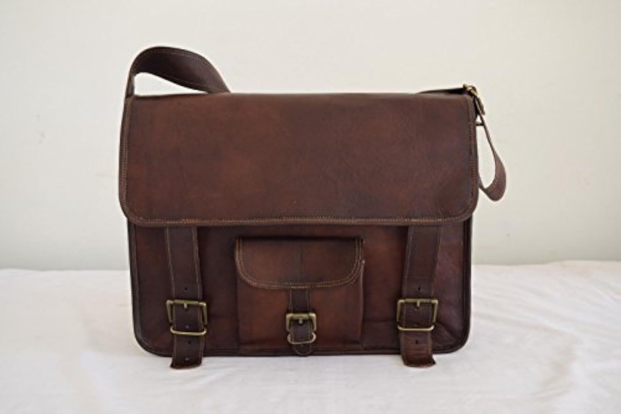 Brown Leather Office Messenger Bag, Professional Style