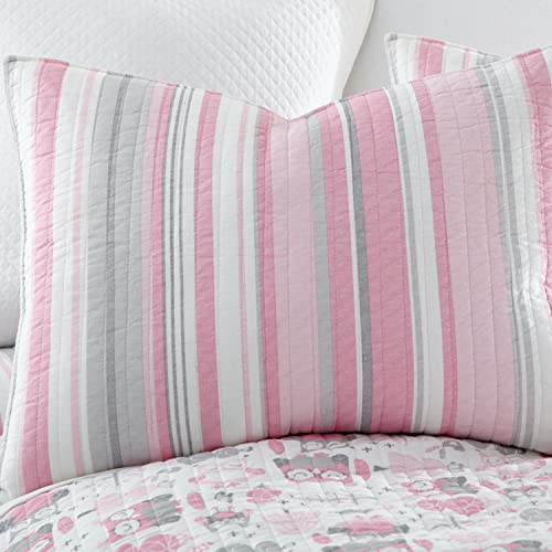 Levtex Home - Daniella Quilt Set - Kids Twin/Twin Xl Quilt And One Standard Sham - Striped - Pink - Quilt (66X86In.) And Sham (20X26In.) - Reversible - Cotton #TOP2