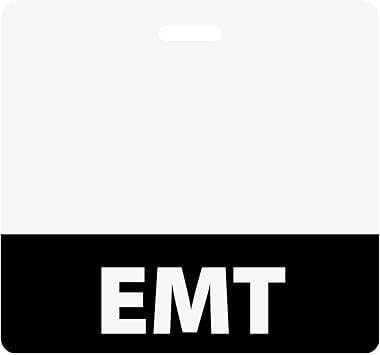 EMT Badge Buddy Emergency Medical TechnicianHorizontal Black Heavy Duty 1 Pc - Spill & Tear Proof - Double Sided Made in USA