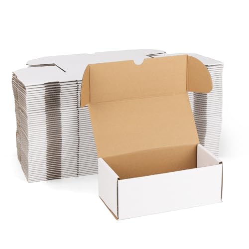 Image of ZBEIVAN 8x4x3 White Shipping Boxes Set of 50, Corrugated Cardboard Mailer Boxes for Packaging Small Business Mailing Gifts