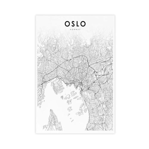 Toile de la carte de la région d'Oslo pour décorer une chambre
