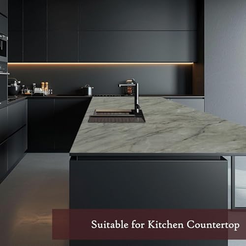Very Berry Sticker Marble Contact Paper (Gray Matte, 24" x 118", 1 Pack) Premium Peel and Stick Wallpaper for Countertop, Bathroom Vanities & Cabinets, Renter Friendly, Waterproof Vinyl - Thumbnail 2