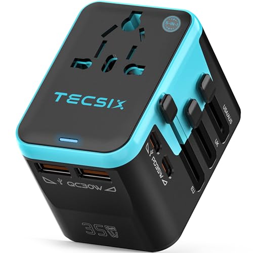 Universal-Travel-Adapter-Worldwide-PD-35W-TECSIX-International-Power-Adapter-Fast-Charging-with-2-USB-C-2-USB-A-Multi-Outlets-Gan-Travel-Plug-Adaptor-for-EU-US-UK-AUS-200-Countries Universal Travel Adapter Worldwide PD 35W, TECSIX International Power Adapter Fast Charging with 2 USB C, 2 USB A Multi Outlets, Gan Travel Plug Adaptor for EU US UK AUS 200+ Countries - Image 1