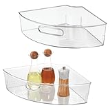 iDesign Clear Plastic 1/4 Wedge Bin for Corner Lazy Susan Cabinet, Kitchen Cabinet Organizer, 2-Pack