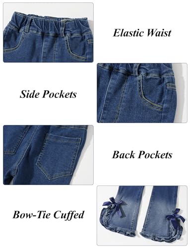 Happy Cherry Flare Jeans for Girls - Girl's Y2K Bow Bell Bottom Kids Jeans Bell Bottoms Pants for Girl Skinny Pockets4