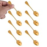 lasuroa 8pcs Small Seasoning Spoons, 9cm/3.54in 304 Stainless Steel Mini Pointed Condiment Scoops Tiny Spoons for Spice Jars Sugar Honey & Seasoning Dispensing (Gold)