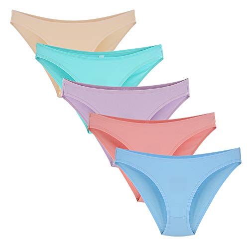 Nightaste Culotte en Coton de Femmes Bretelles en Cuir avec Rayures de Couleur (Lot de 5) (L, Multi 1)