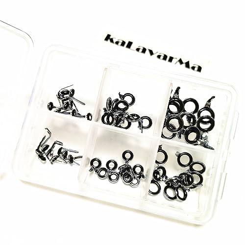 Kalavarma Fishing Rod LS Guides Super Small Ceramic Center Ringed Fishing Rod Guides Casting/Spinning Rod Guides Ceramics Stainless Steel 60pcs (White)